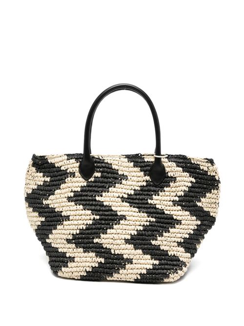Borsa donna Emme Marella shopping in rafia panna e nero EMME Marella | BALIA003